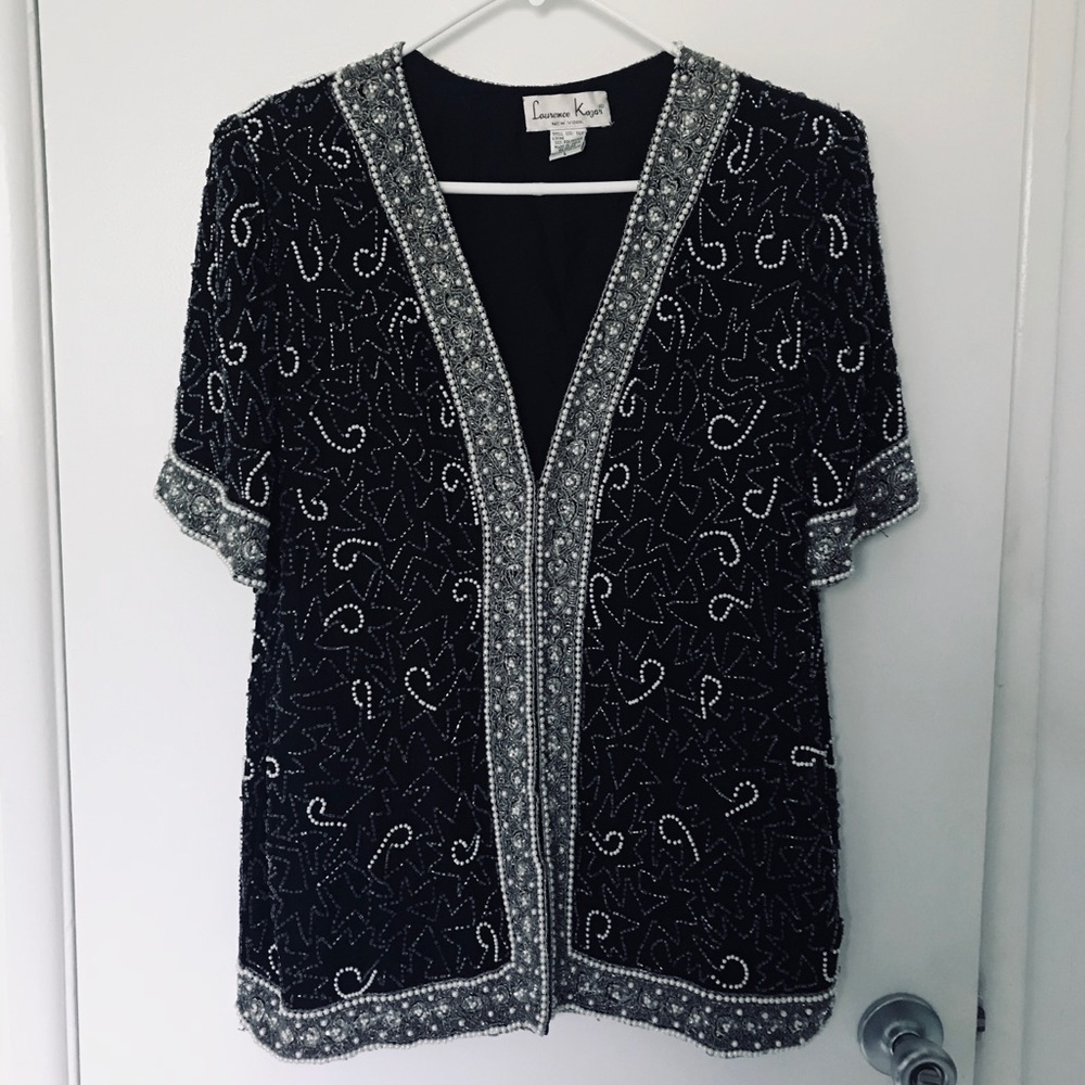 VINTAGE Laurence Kazar Beaded Blazer Jacket SZ L